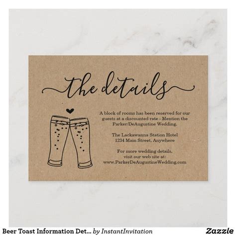 Beer Toast Information Details Enclosure Card Zazzle Enclosure