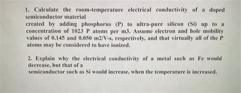 Solved 1 Calculate The Room Temperature Electrical