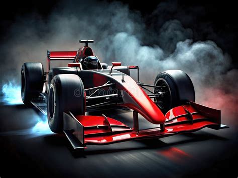 F1 Race Car With Sweeping Effect On Ground And Dark Background With