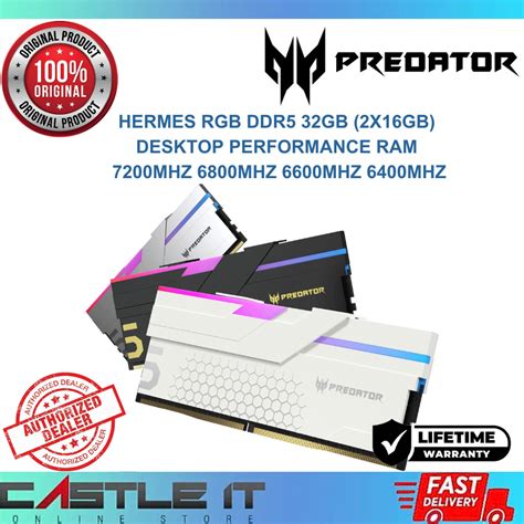 PREDATOR HERMES RGB DDR5 32GB 2x16GB 7200MHZ 6800MHZ 6600MHZ 6400MHZ