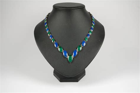 Kette Mit Lapislazuli Und Malachit Steinen 950 Silber Ca 47cm Lang