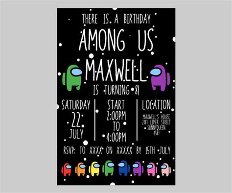 Digital Custom Among Us Party Invitation Personalised Etsy