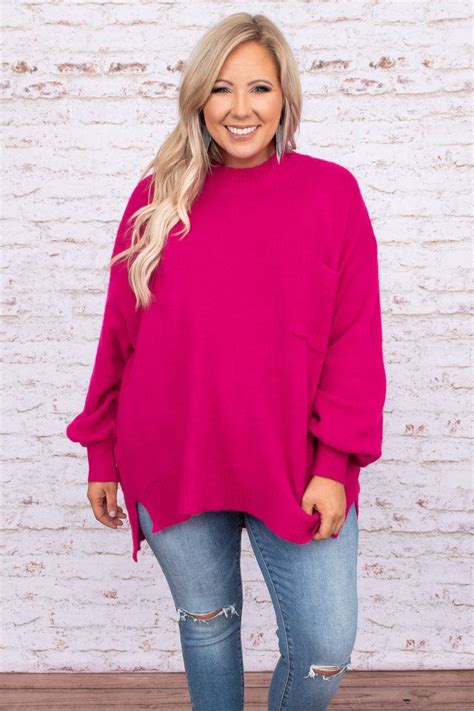 Yours In A Heartbeat Top Hot Pink Hot Pink Sweater Plus Size Boutique Clothing Autumn