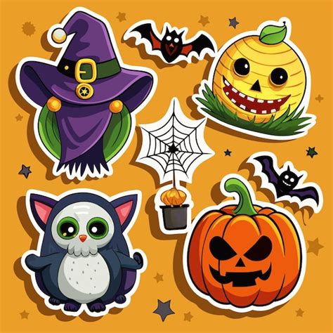 Sticker De Halloween Con Personajes Espeluznantes Como Murci Lagos