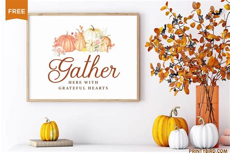 Gather Here With Grateful Hearts Wall Art Free Printable PrintyBird