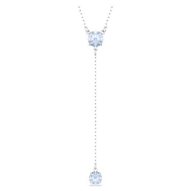 Attract Y Kolye Yuvarlak Kesim Mavi Rodyum Kaplama Swarovski