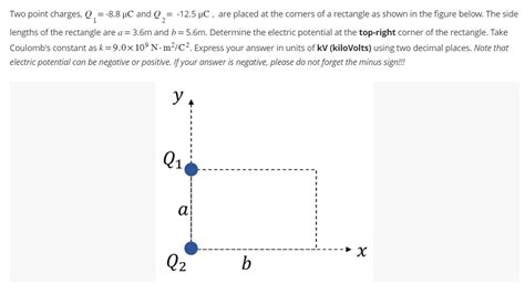 Solved Two Point Charges Q1−88μc And Q2−125μc Are