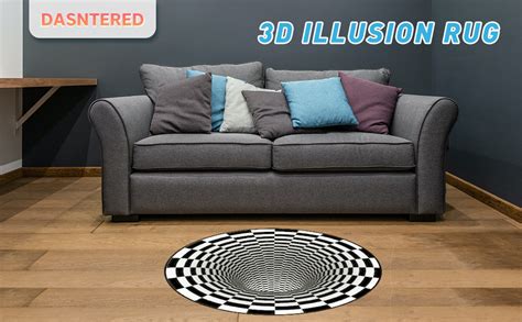 Amazon de DASNTERED Teppich mit 3D Illusion rund schwarz weiß 3D