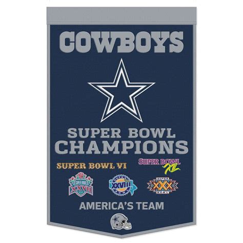 Dallas Cowboys Championship 24 X 38 Wool Banner Sports Town Usa