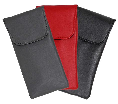 3 Pack Eyeglass Case Top Closure Slip In Eyeglass Case Soft Faux Leather For Large Glasses Men