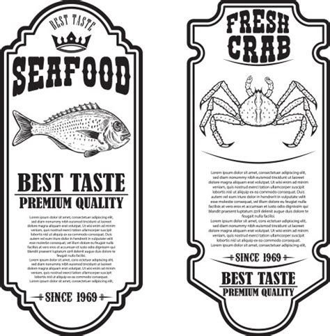 Seafood Menu Template Fish Shrimps Oyster Lobster Vector Image