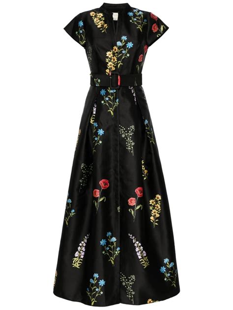 Sachin Babi Marta Floral Print Gown Blue Farfetch