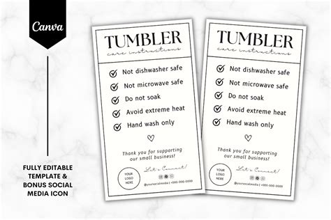 Tumbler Care Card Template Minimalist Graphic by Sundiva Design ...