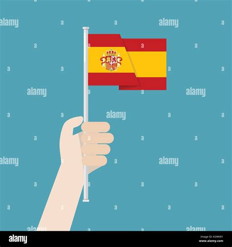 Hand holding up Spain flag. Vector illustration Stock Vector Image ...