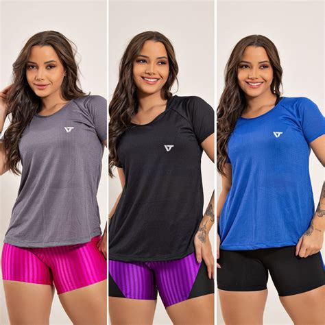 Camiseta academia feminina dry fit camisa blusa caminhada musculação