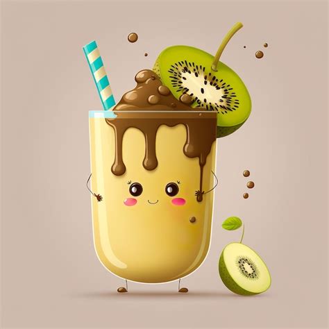 Personaje De Dibujos Animados Kiwi Helado De Chocolate En Cono Foto