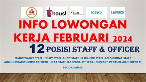 Info Lowongan Kerja Hari Ini Posisi Staff Officer Februari