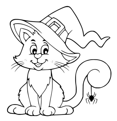 Dibujos De Gato De Halloween Sonriente Para Colorear Para Colorear