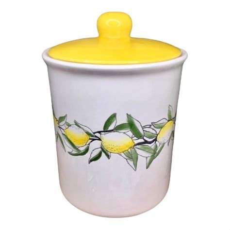 Kitchen Lemon Ceramic Canister With Sunny Yellow Lid New Poshmark