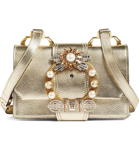 Miu Miu Madras Crystal Embellished Leather Shoulder Bag Nordstrom Mens Leather Bag Leather