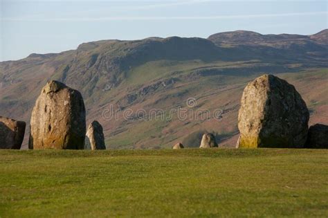 View of Megalithic Castlerigg Stone Circle in the Green Field Under the Blue Sky Editorial ...