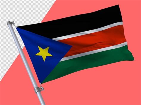 Premium PSD | South Sudan flag in realistic 3d render Transparent ...