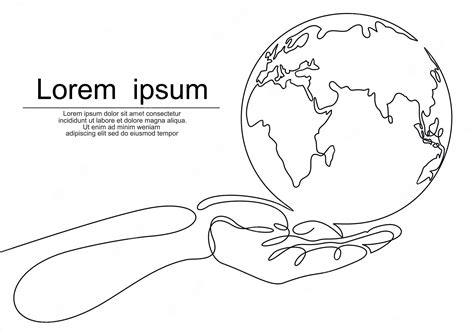 Premium Vector Continuous One Line Drawing Hand Holding Earth Globe