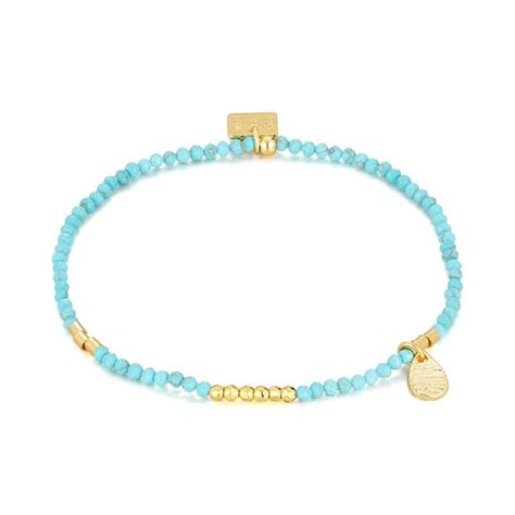 Twice As Nice High Fashion Armband Turquoise Steentjes Druppel Bol