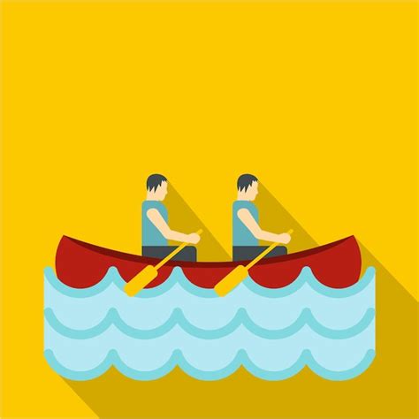 Premium Vector Canoe With Two Athletes Icon Flat Illustration Of