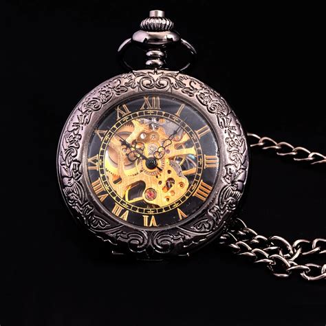 Vintage Steampunk Skeleton Mechanical Pocket Watches Men Antique Luxury