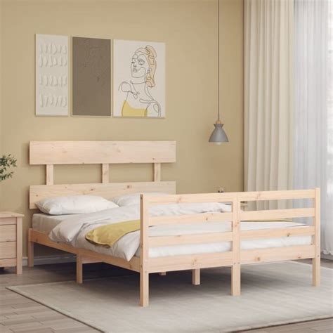 The Living Store Bedframe Met Hoofdbord Massief Hout 120x200 Cm