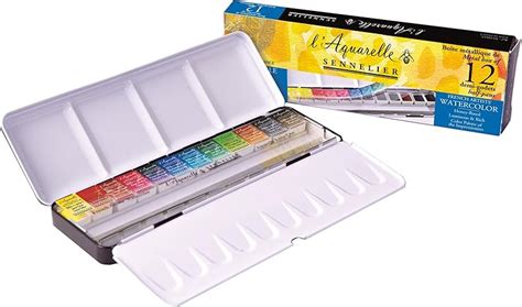 Sennelier Aquarelles boîte métallique 12 demi godets Amazon fr