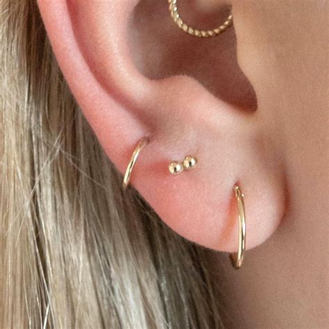 14k Solid Gold Beaded Labret Piercing Twilight London