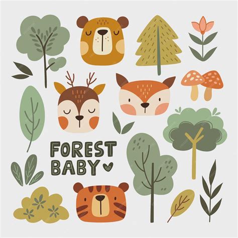 Premium Vector | Forest baby animals collection