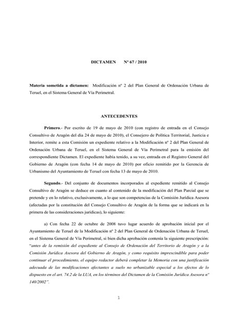 Dictamen 67 Gobierno de Aragón