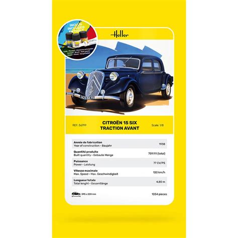 Car Model Starter Kit Citroen 15 Six Traction Avant Heller