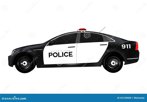 Police Car Side View Isolated On White Background Police Patrol Transport Illustration