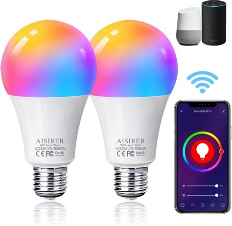 Aisirer Smart Bulb WLAN Light Bulb Wifi LED Soft White 2 700K RGB