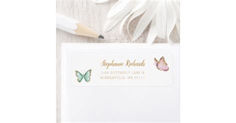 Sweet Gold Glitter Butterfly Return Address Label Zazzle