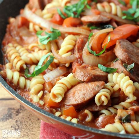 Smoked Sausage And Pepper Pasta Skillet Renee S Kitchen Adventures