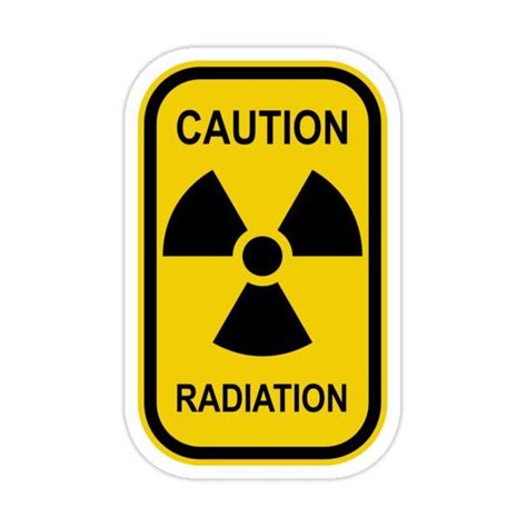 A Yellow Caution Sign With The Word Radiation On It Sticker Is Shown In