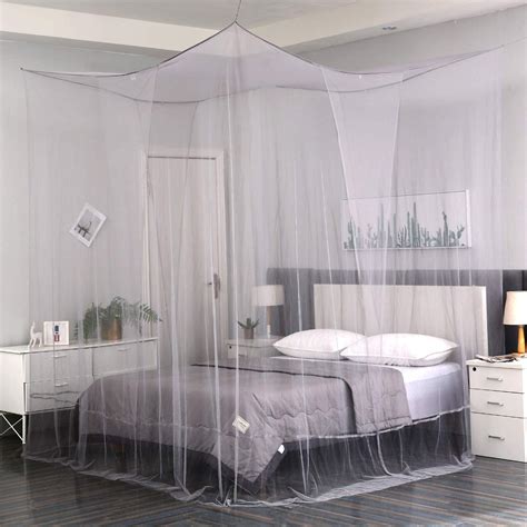 Mengersi 4 Corner Post Elegant Mosquito Net Curtain Bed Canopy For Full