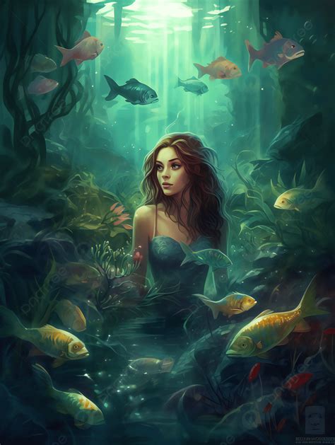 Coral Tropical Fish Mermaid Underwater World Advertising Background