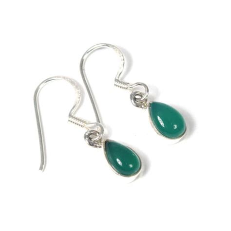 925 Solid Sterling Silver Green Onyx Hook Earring 1 INCH U223 EBay