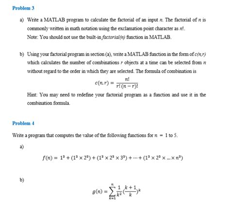 Solved Problem 3 A Write A MATLAB Program To Calculate The Chegg