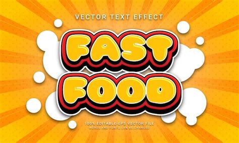 Premium Vector Fast Food Editable Text Effect Themed Food