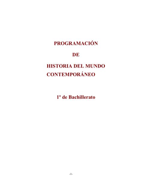 ProgramaciÓn De Historia Del Mundo ContemporÁneo