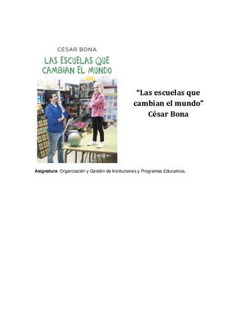 Trabajo Las Escuelas Que Cambian El Mundo Cesar Bona Pdf