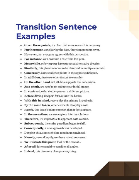 Transition Sentence Examples Pdf Tips