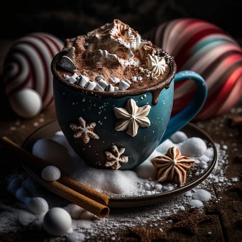 Premium AI Image A Cup Of Hot Chocolate With Marshmallows And A